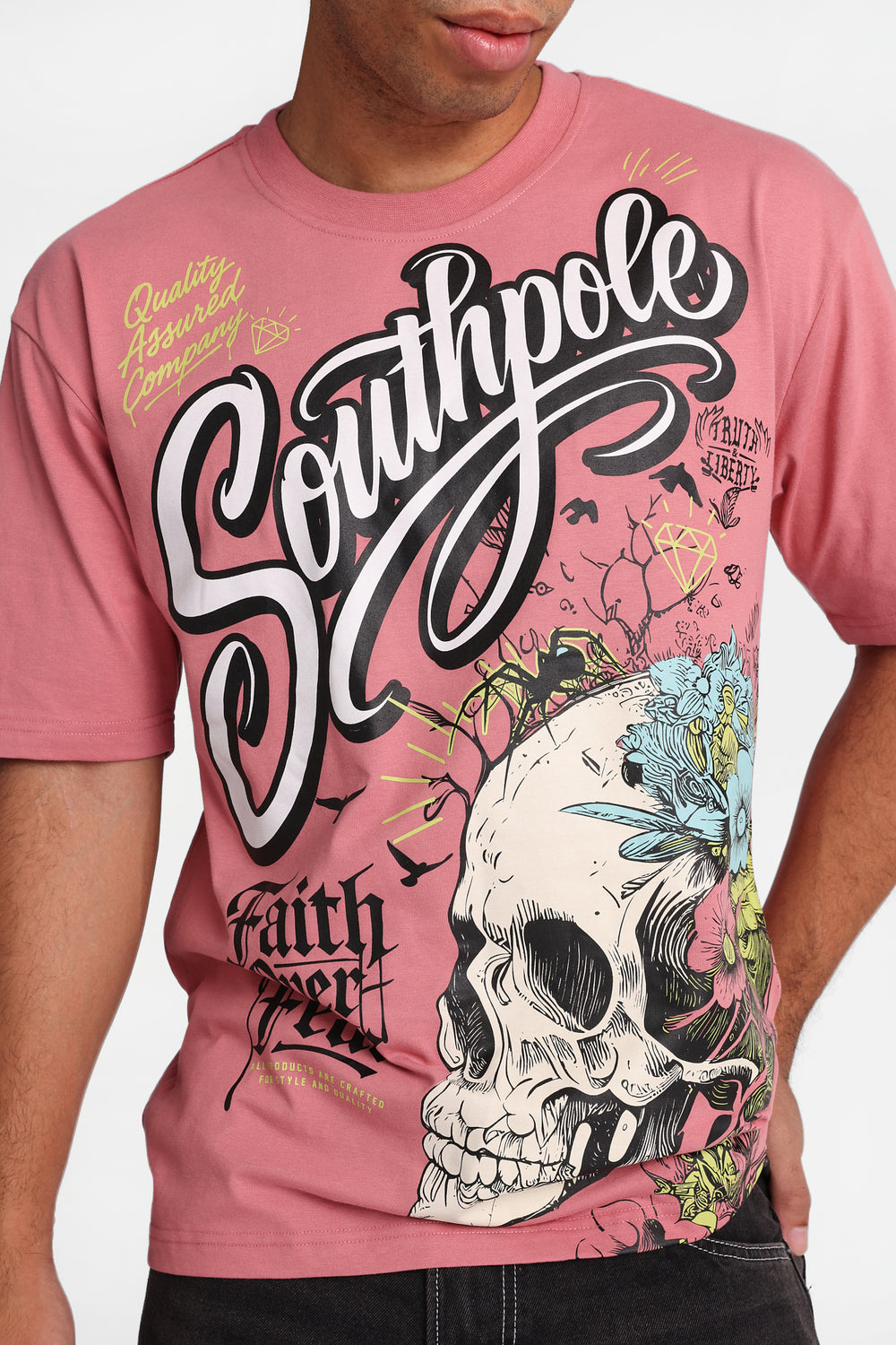 Southpole Faith Over Fear Skull Graphic Tee Southpole Faith Over Fear Skull Graphic Tee
