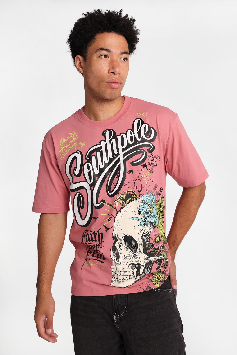 Southpole Faith Over Fear Skull Graphic Tee Southpole Faith Over Fear Skull Graphic Tee