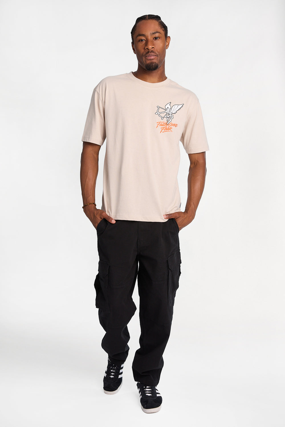 Southpole Faith Over Fear Embroidered Graphic Tee Southpole Faith Over Fear Embroidered Graphic Tee