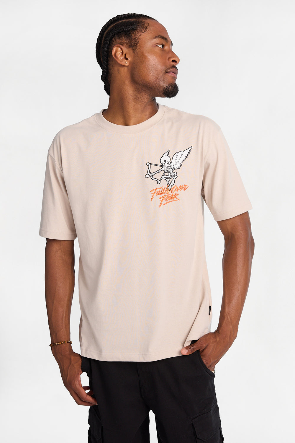 Southpole Faith Over Fear Embroidered Graphic Tee Southpole Faith Over Fear Embroidered Graphic Tee