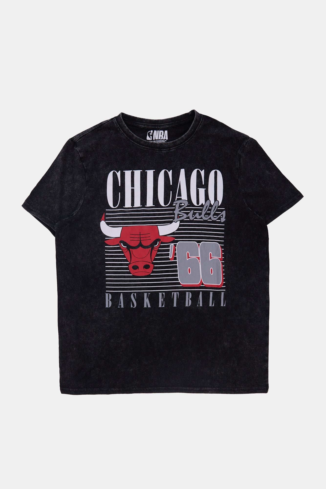 Mens Chigaco Bulls Acid Wash T-Shirt - Black /