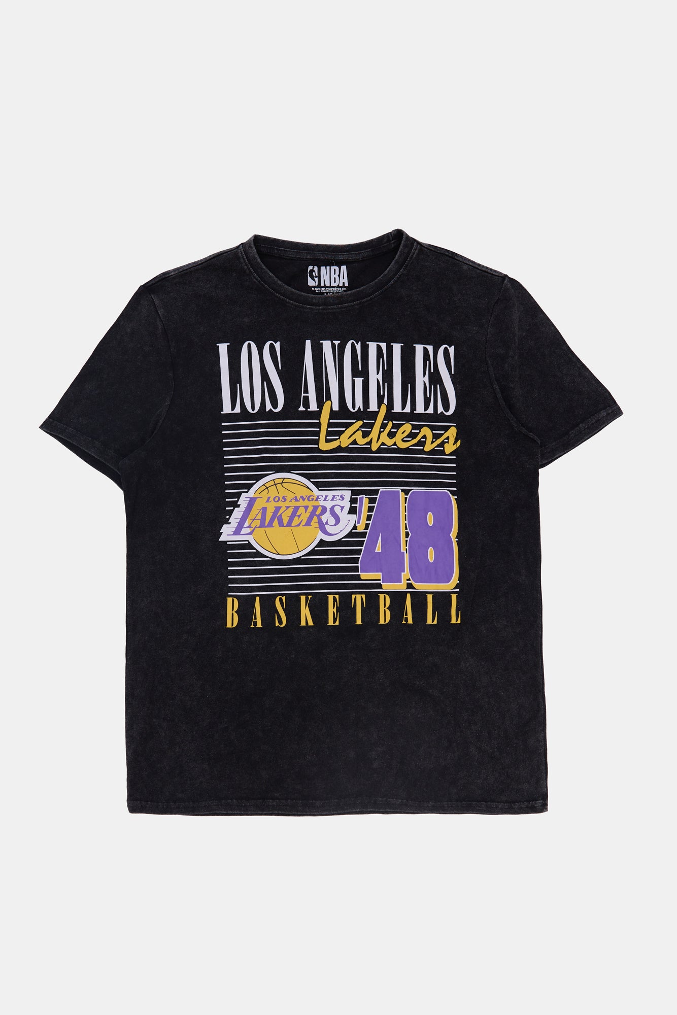 Mens Los Angeles Lakers Acid Wash T-Shirt - Black /