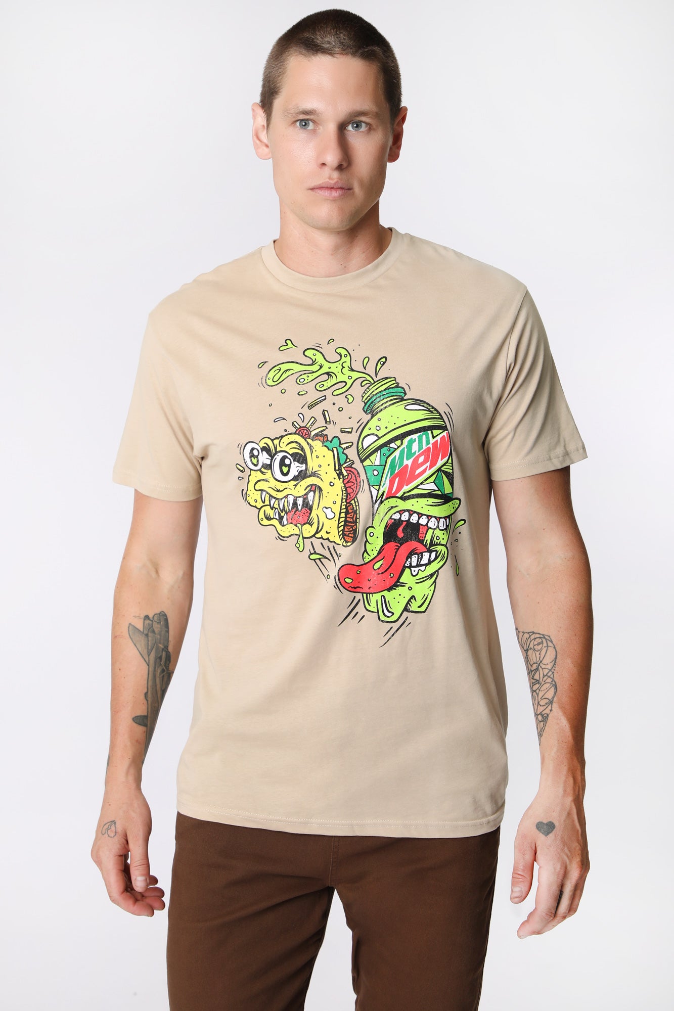 Mens Mountain Dew & Taco T-Shirt - Cream /