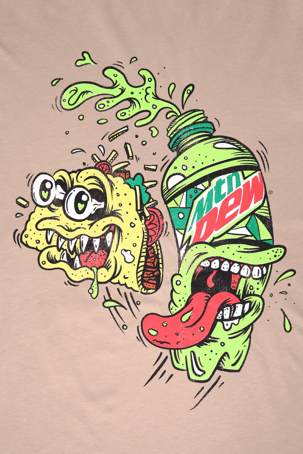 T-Shirt Imprimé Mountain Dew et Taco Homme T-Shirt Imprimé Mountain Dew et Taco Homme