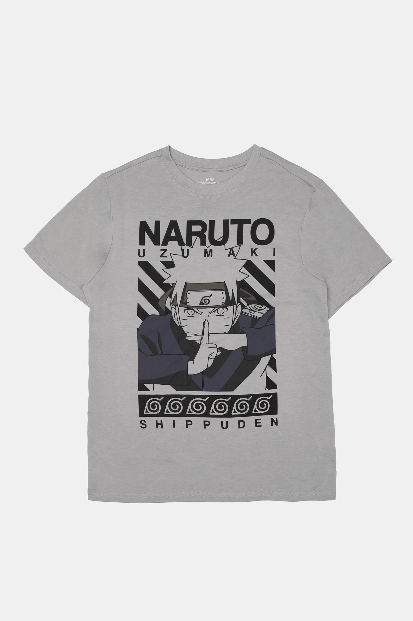 Mens Naruto Uzumaki T-Shirt - Light Grey /