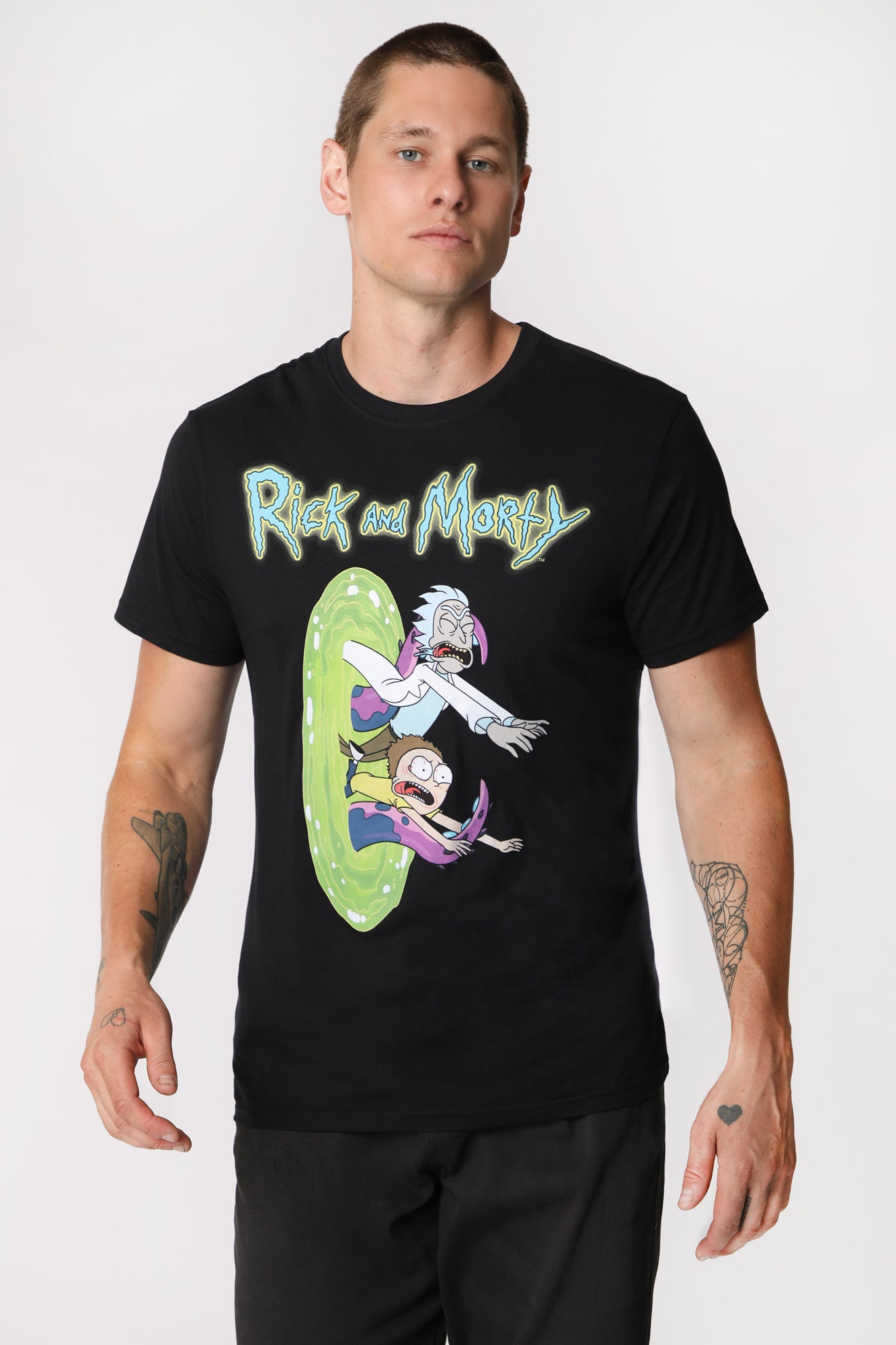 Mens Rick and Morty T-Shirt - Black /