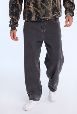 Mens Washed Black Baggy Skater Jeans