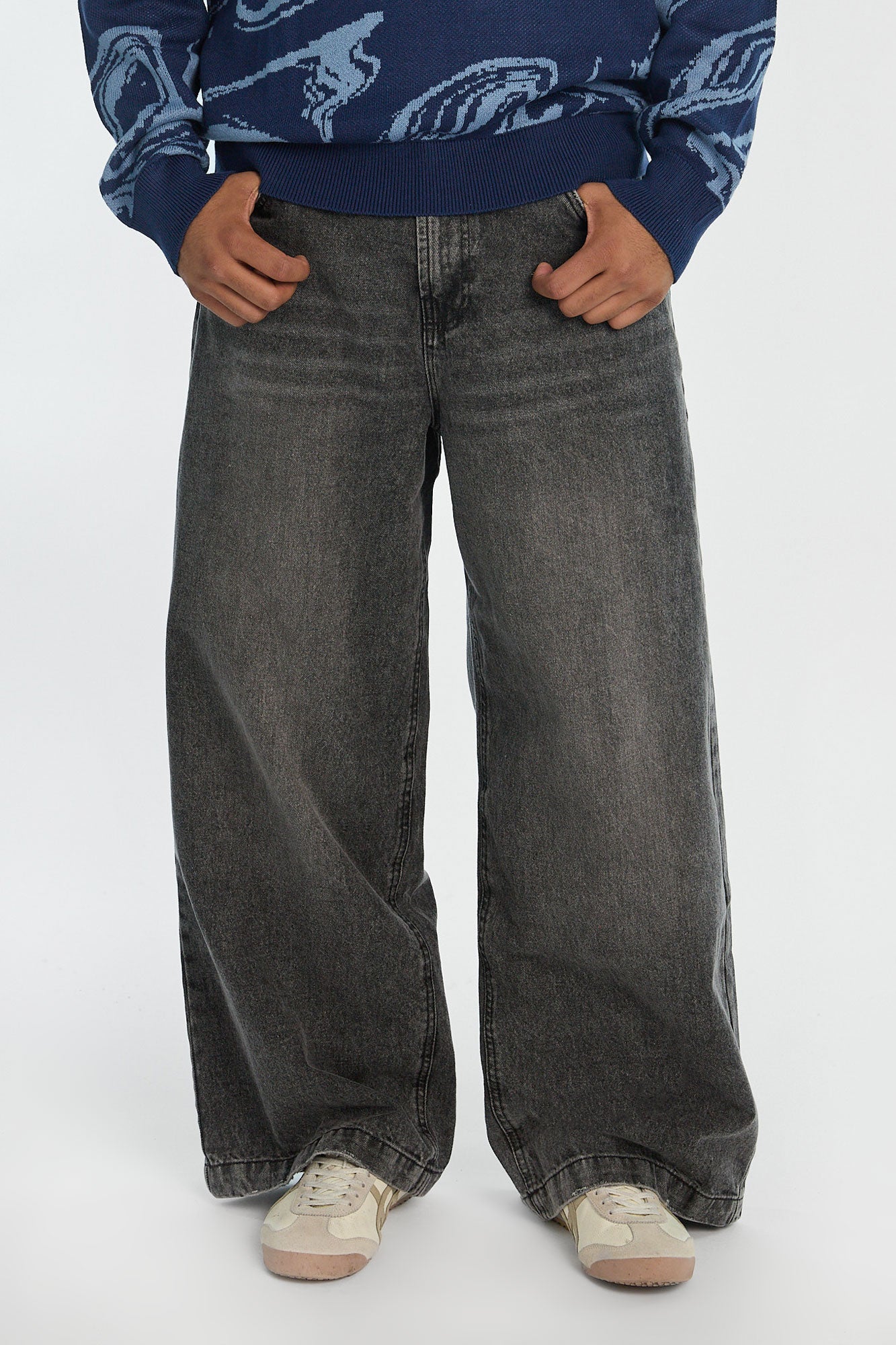 Mens Super Baggy Black Jeans - /