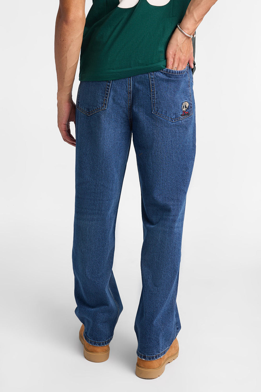 Mens Baggy Dark Stonewash Embroidered Jeans Mens Baggy Dark Stonewash Embroidered Jeans
