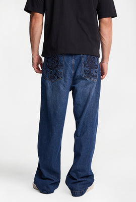 Dragon Embroidered Skater Jeans