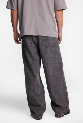 Jean coupe skateur à tigre brodé