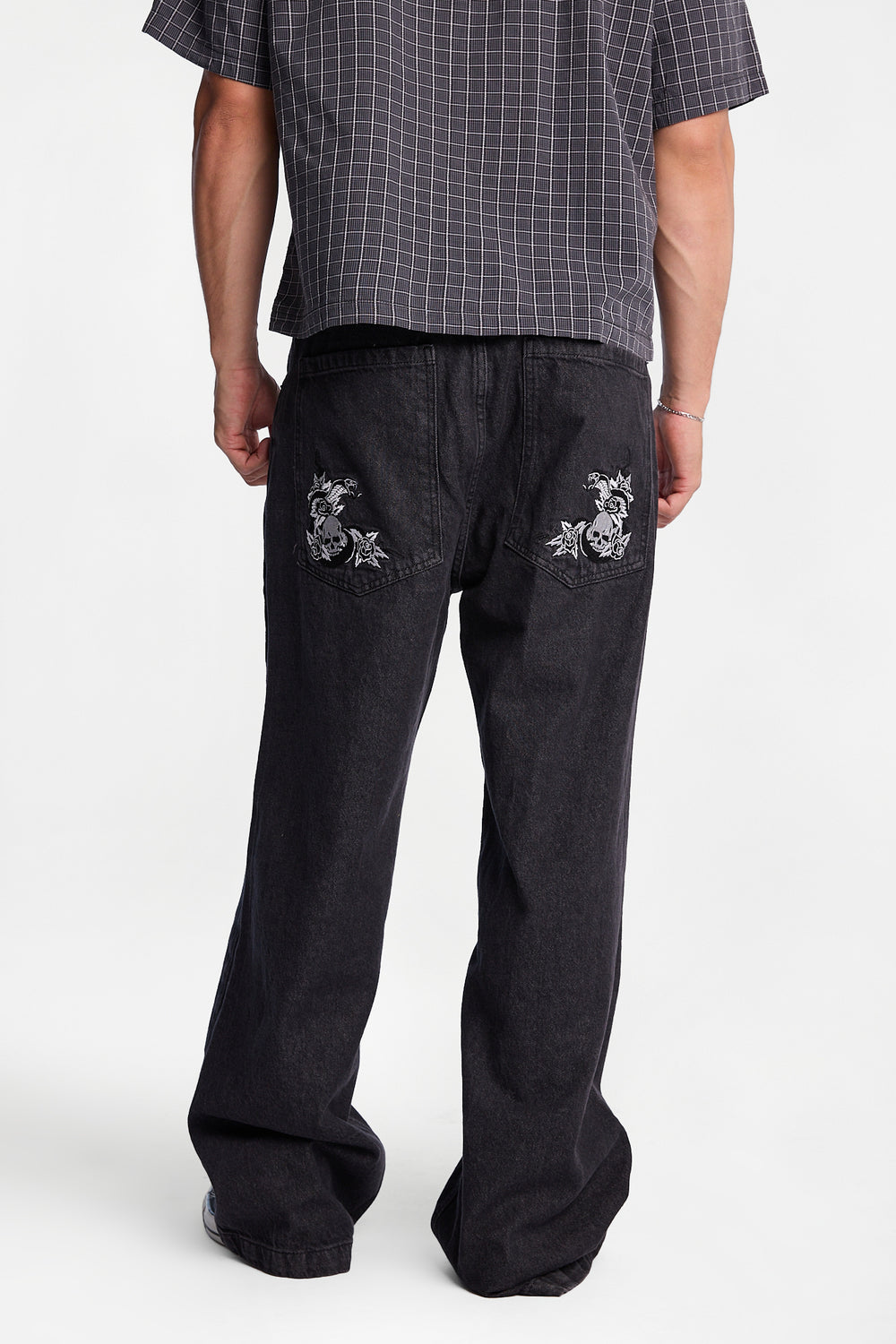 Skull Embroidered Ultra-Baggy Jeans Skull Embroidered Ultra-Baggy Jeans