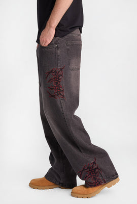 Arsenic Embroidered Ultra-Baggy Jeans
