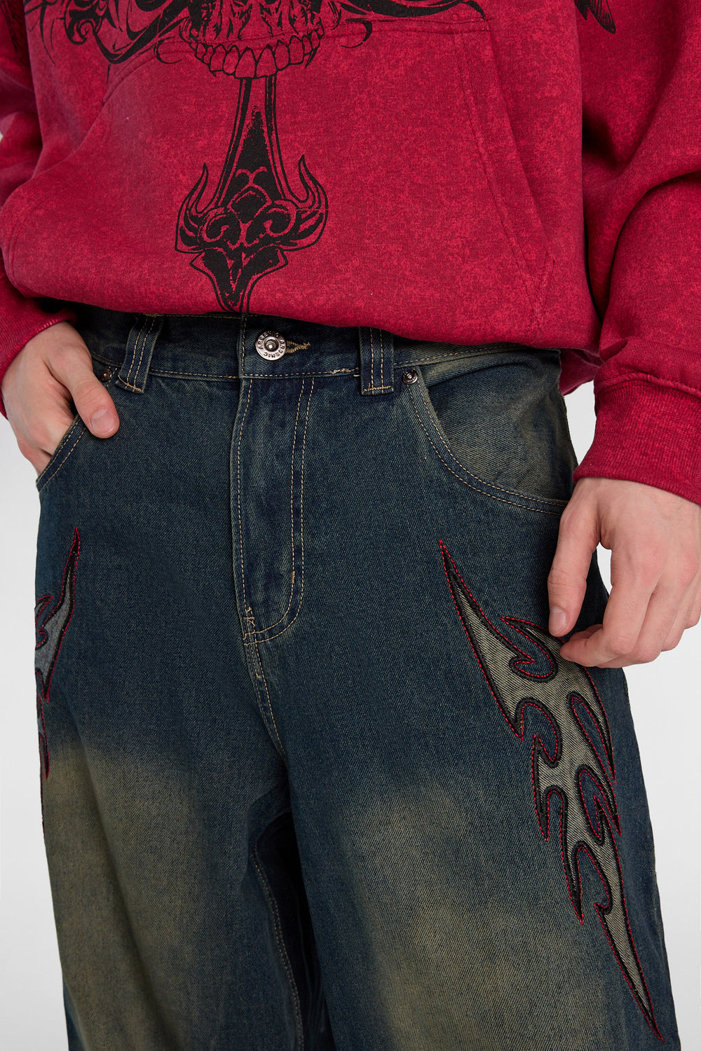 Big Baggy Emboirdered Patch Jeans Big Baggy Emboirdered Patch Jeans