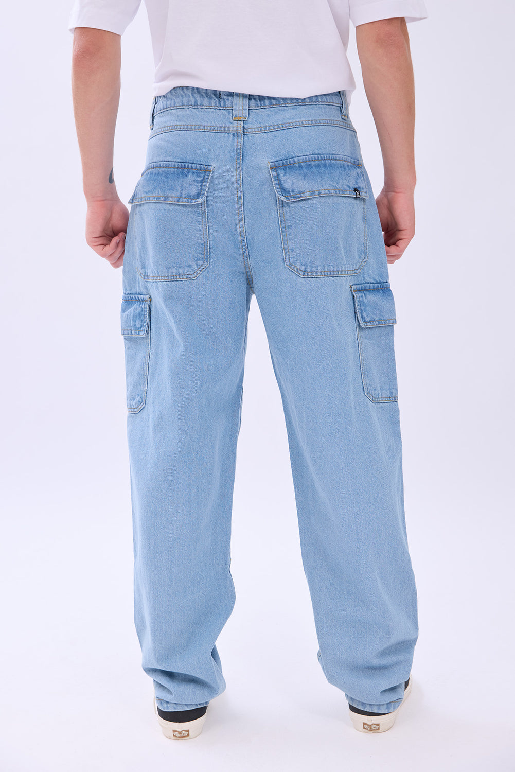 Arsenic Mens Light Wash Wide Leg Cargo Jeans Arsenic Mens Light Wash Wide Leg Cargo Jeans