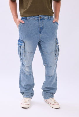 Arsenic Mens Light Wash Cargo Jeans