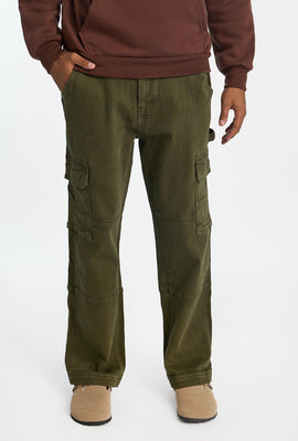 Mens Dark Green Cargo Jeans