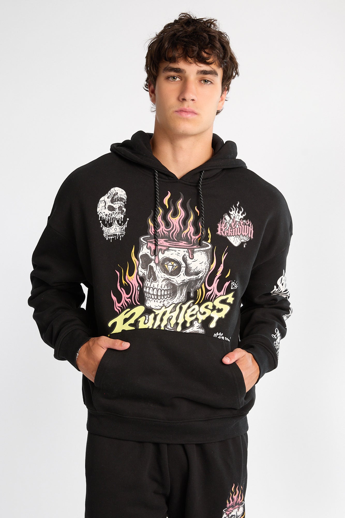 Southpole Ruthless Skull Graphic Hoodie - /