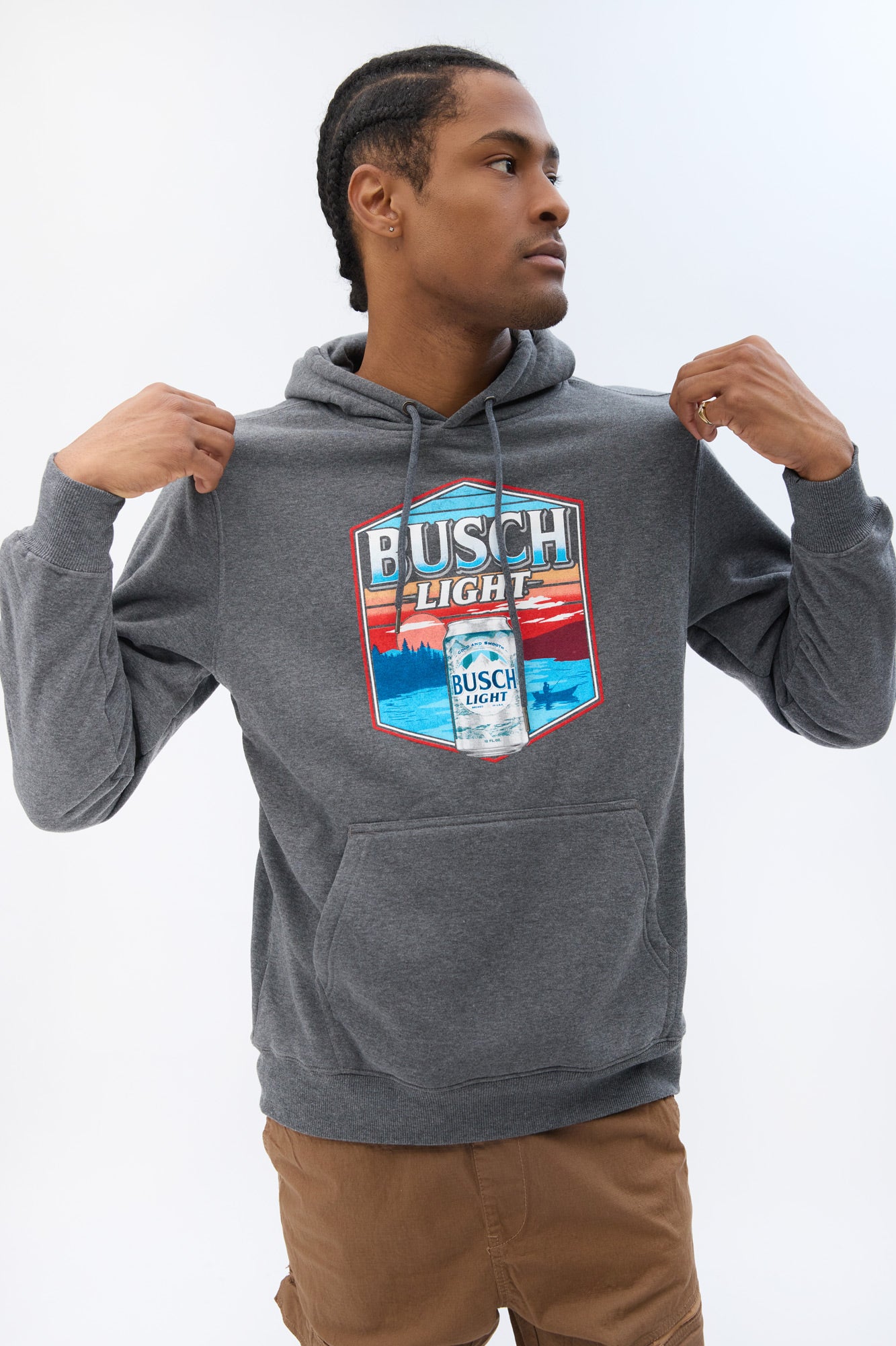 Mens Busch Light Graphic Hoodie - Black /