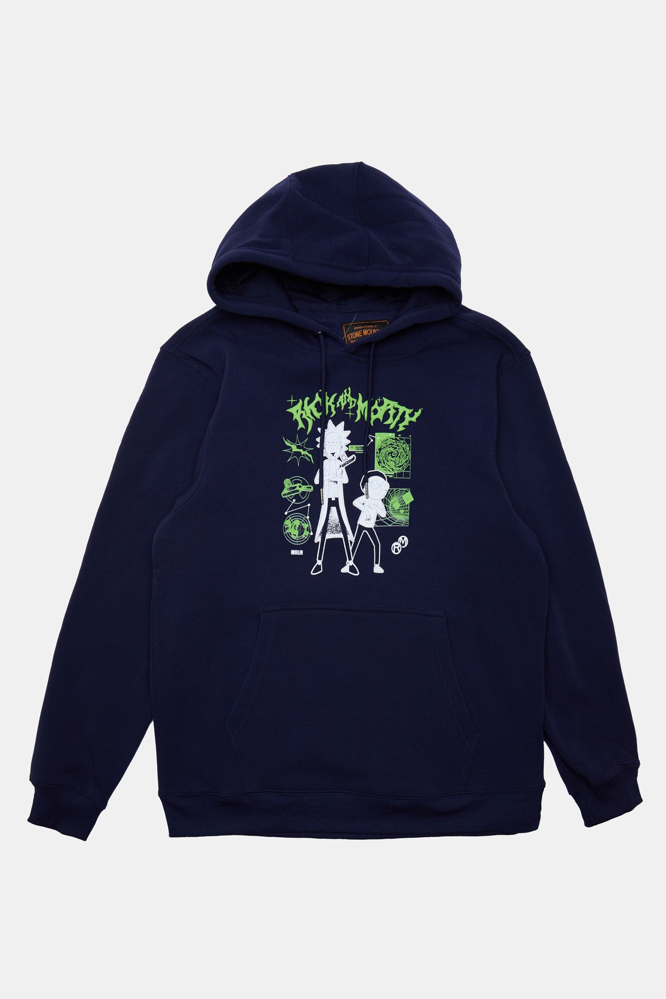 Mens Rick And Morty Puff Graphic Hoodie - Navy /