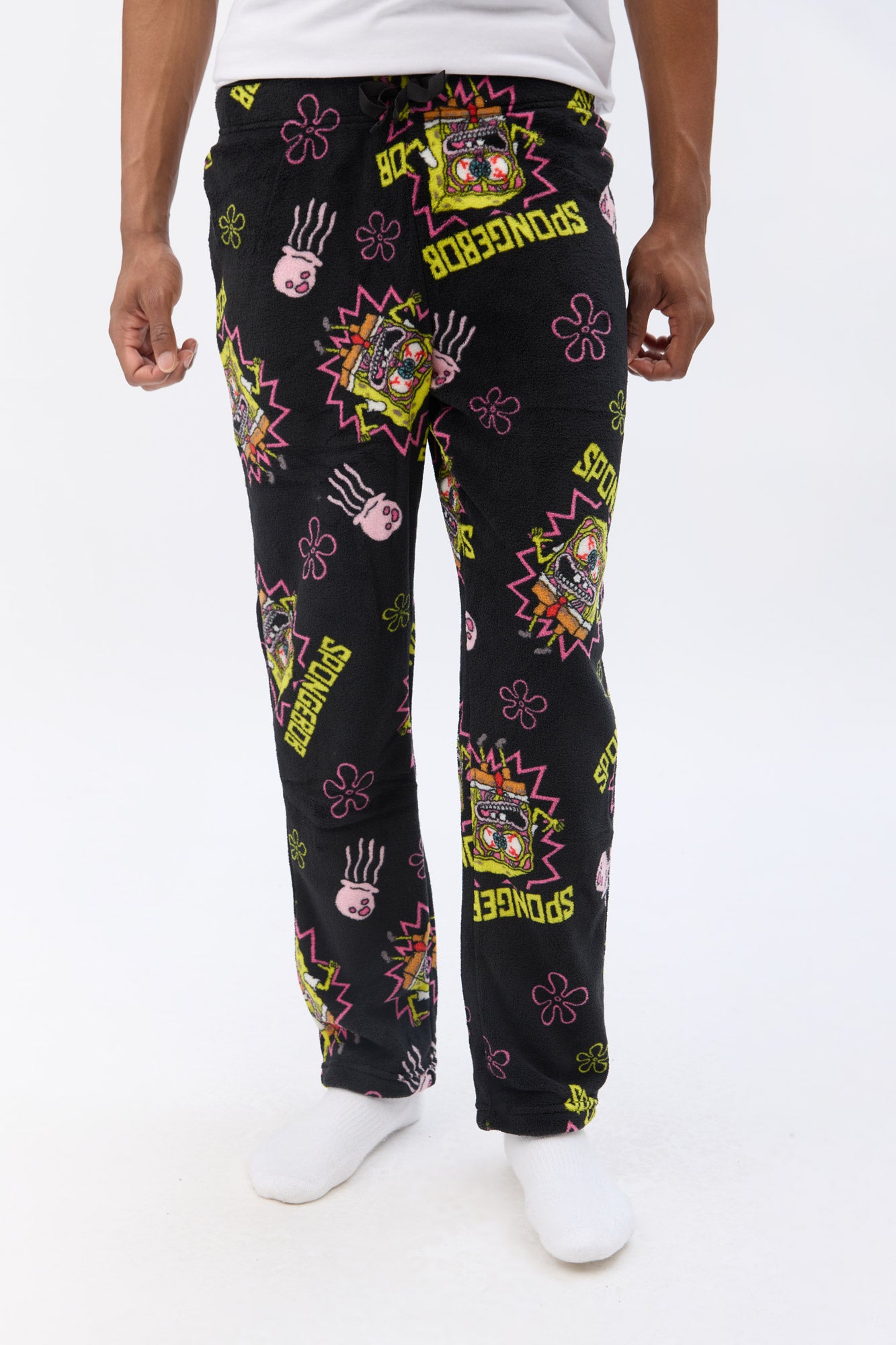 Mens SpongeBob SquarePants Pajama Bottoms - Black /