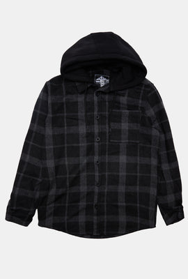 West49 Mens Hooded Plaid Shacket