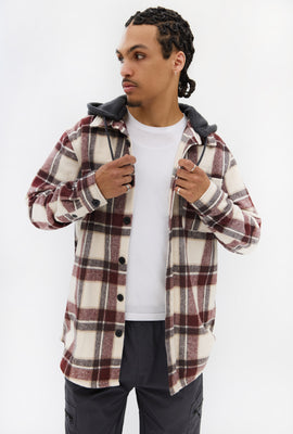 West49 Mens Hooded Plaid Shacket