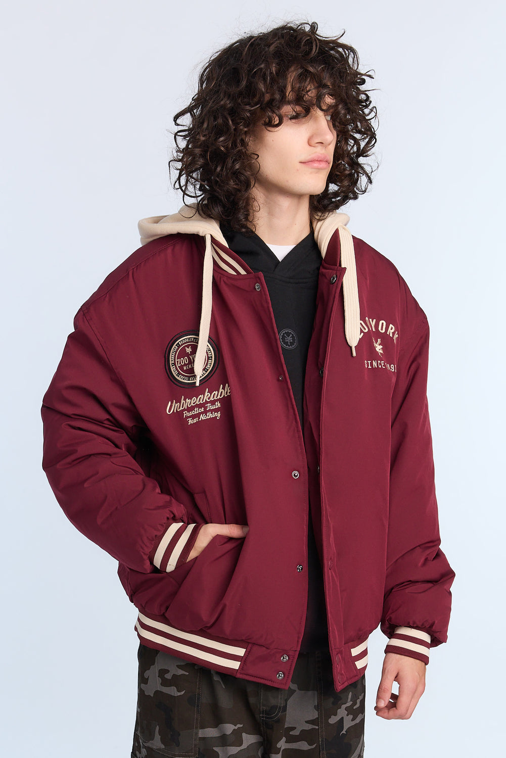 Zoo York Mens Nylon Varsity Jacket Zoo York Mens Nylon Varsity Jacket