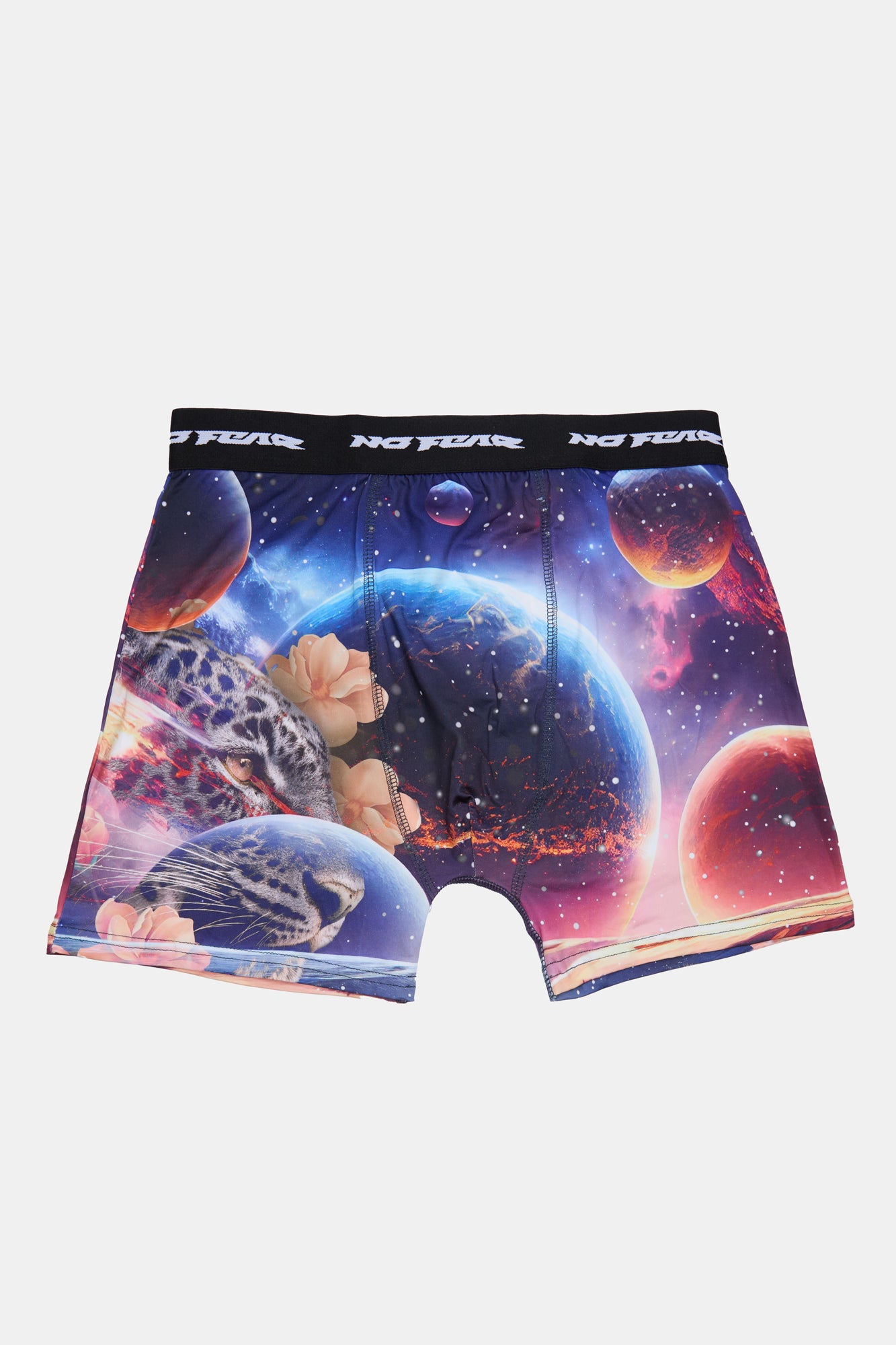 No Fear Mens Galaxy & Leopard Print Boxer Brief - Black with White /