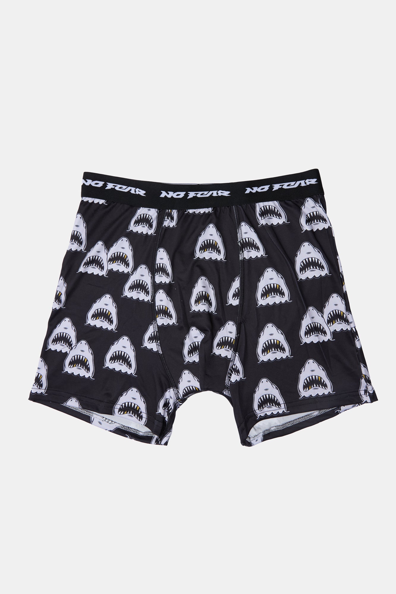 No Fear Mens Shark Attack Boxer Brief - Black with White /