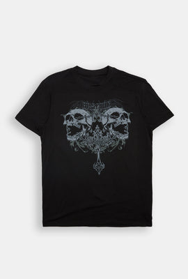 T-shirt imprimé crânes et chaînes Arsenic