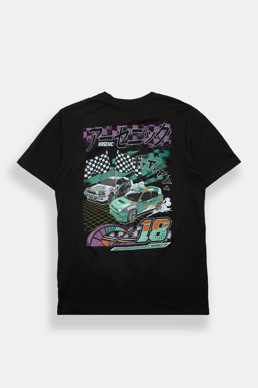 T-shirt imprimé drapeau à damier Arsenic T-shirt imprimé drapeau à damier Arsenic