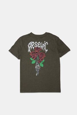 T-shirt imprimé crânes en bouquet de roses homme