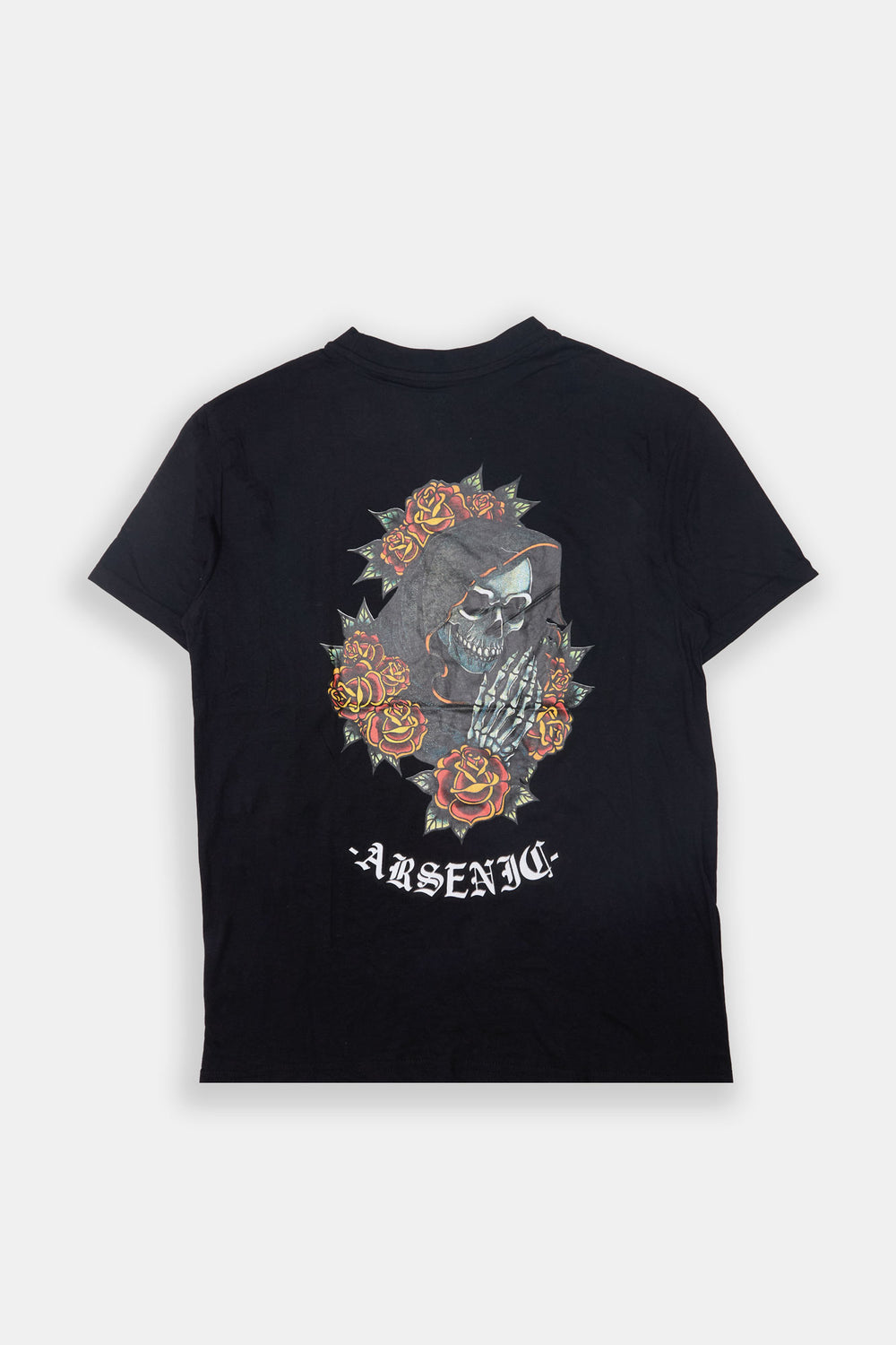 Arsenic Mens Skeleton & Roses Graphic T-Shirt Arsenic Mens Skeleton & Roses Graphic T-Shirt