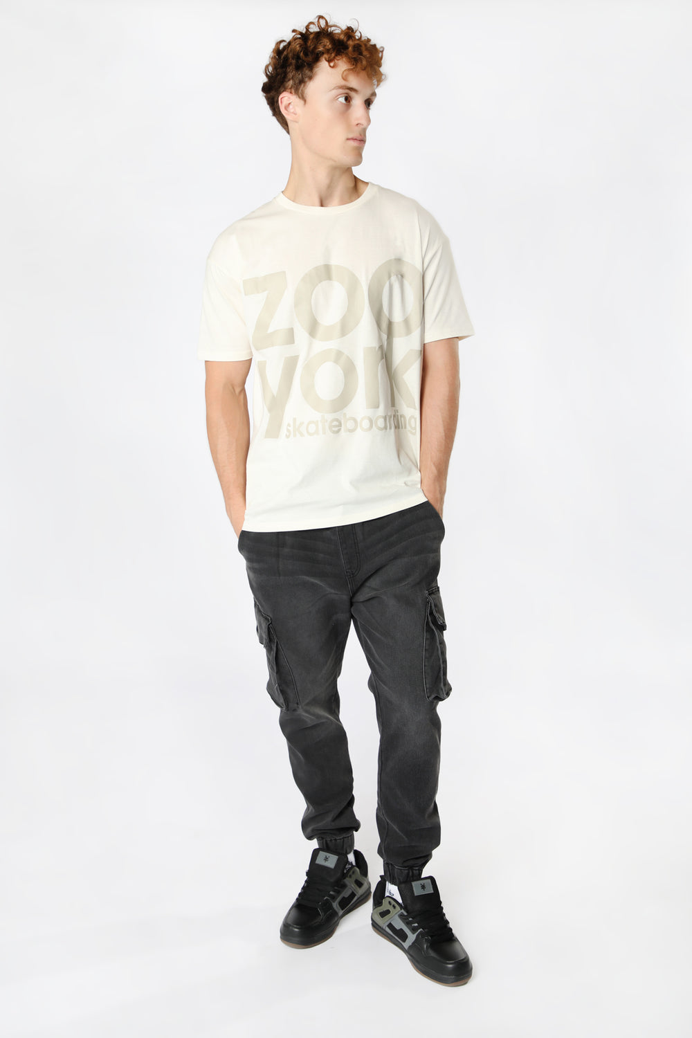 Zoo York Unisex Large Print Logo T-Shirt Off White