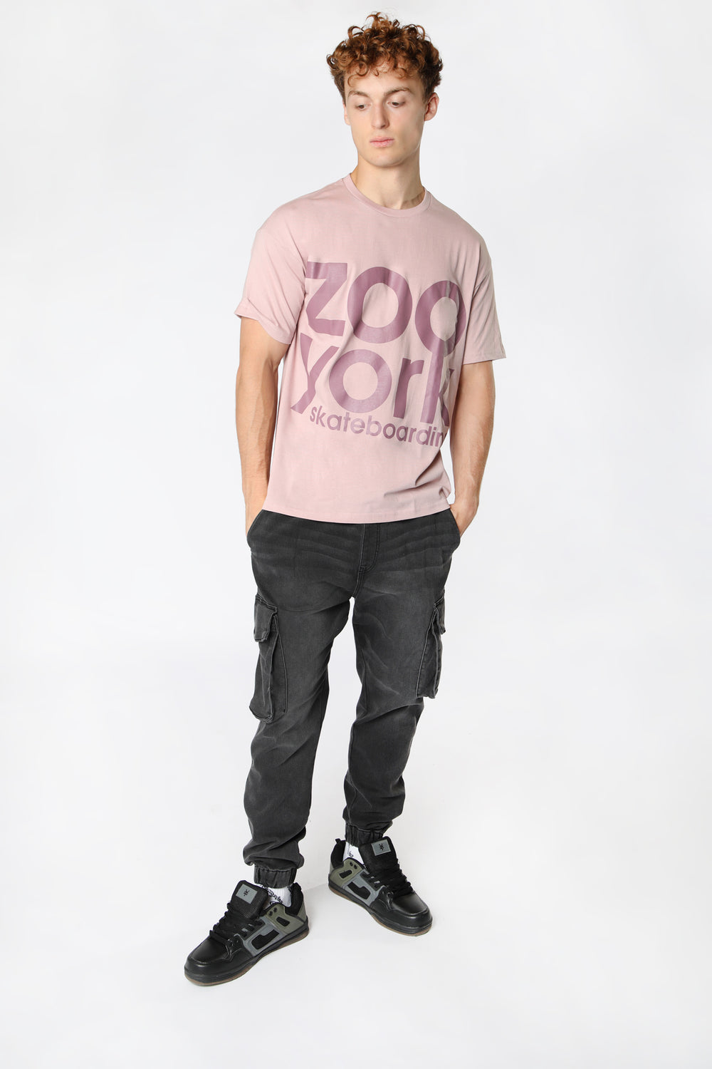 Zoo York Unisex Large Print Logo T-Shirt Lilac