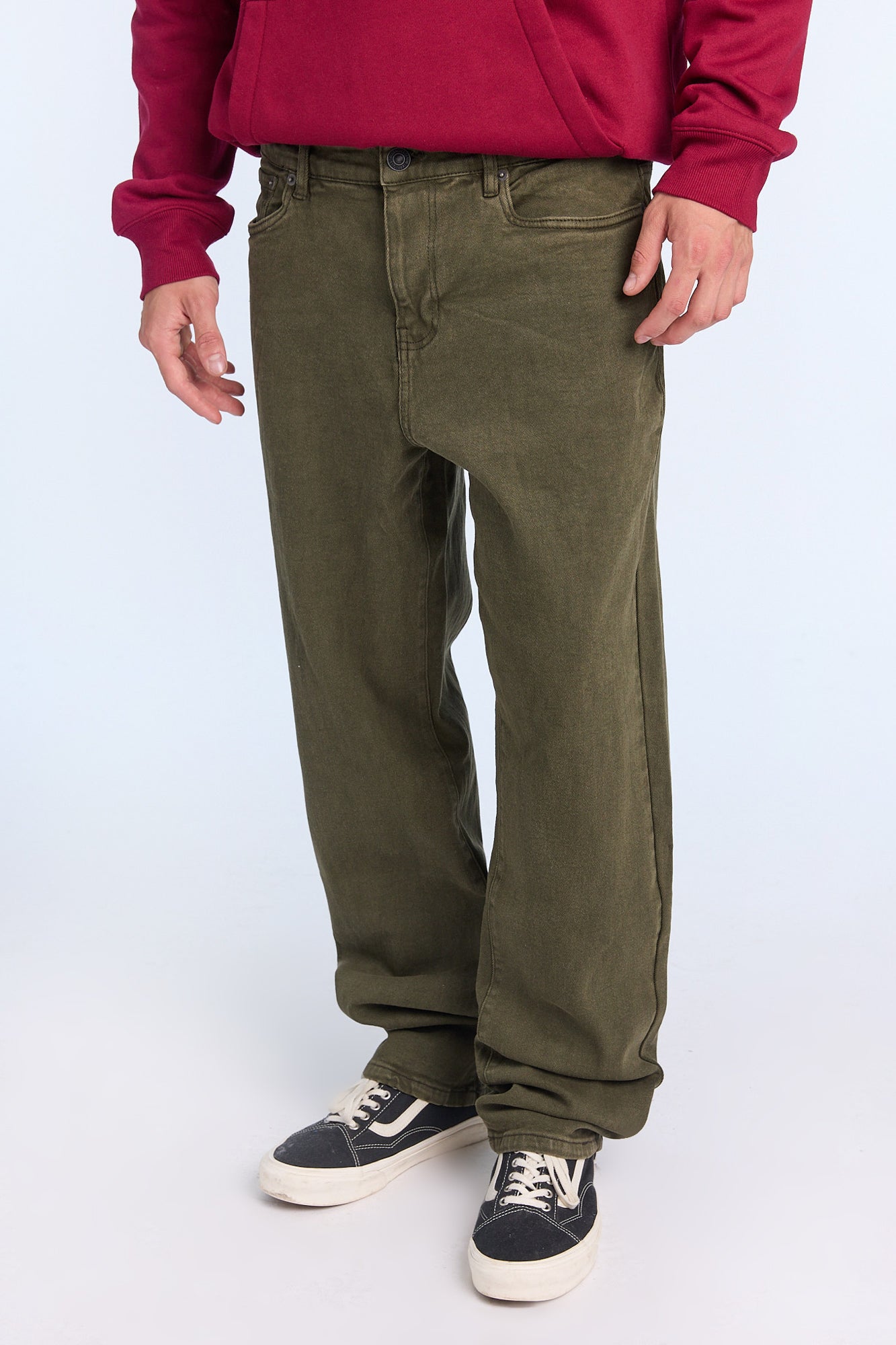 Mens Dark Green Loose Jeans - /