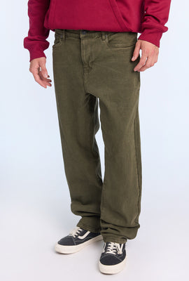 Mens Dark Green Loose Jeans