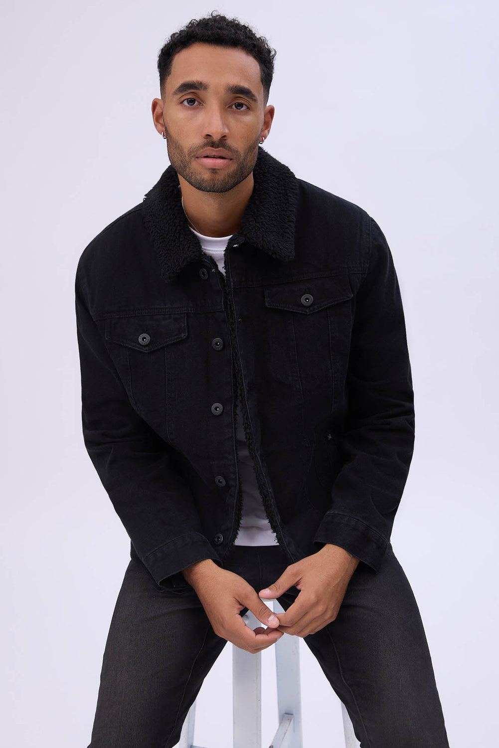 Veste en denim doublée en sherpa West49 homme Veste en denim doublée en sherpa West49 homme