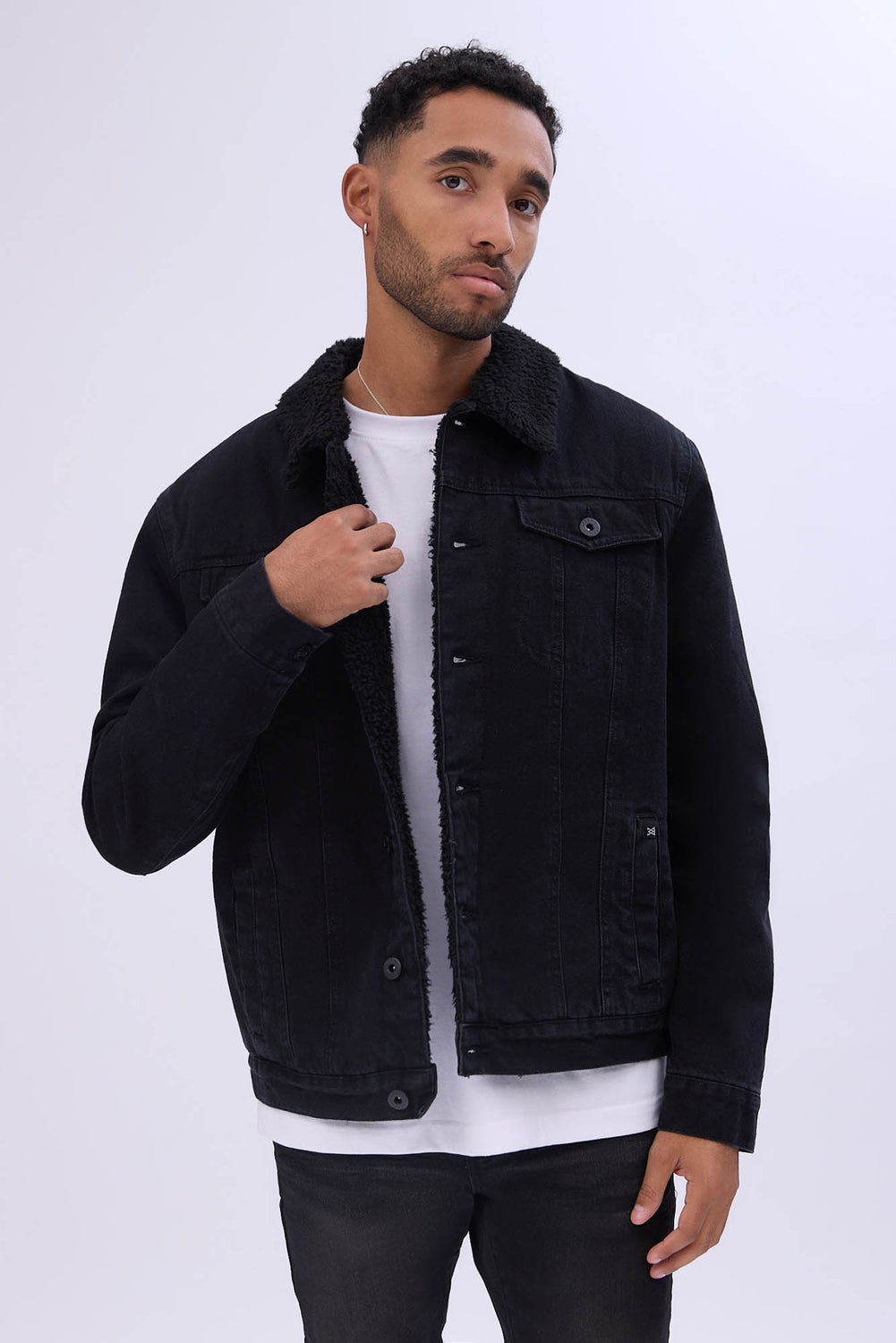 West49 Mens Sherpa Lined Denim Jacket