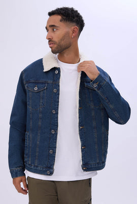 West49 Mens Sherpa Lined Denim Jacket