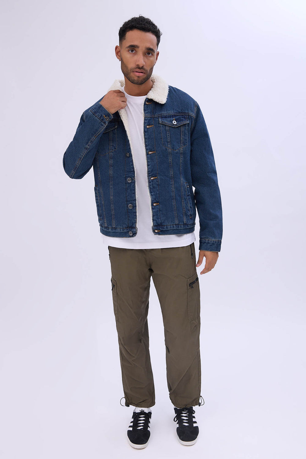 West49 Mens Sherpa Lined Denim Jacket West49 Mens Sherpa Lined Denim Jacket