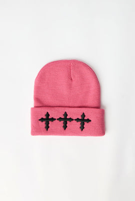 Triple Cross Embroidered Beanie