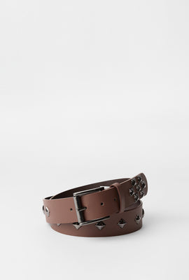 Faux-Leather Studded Belt