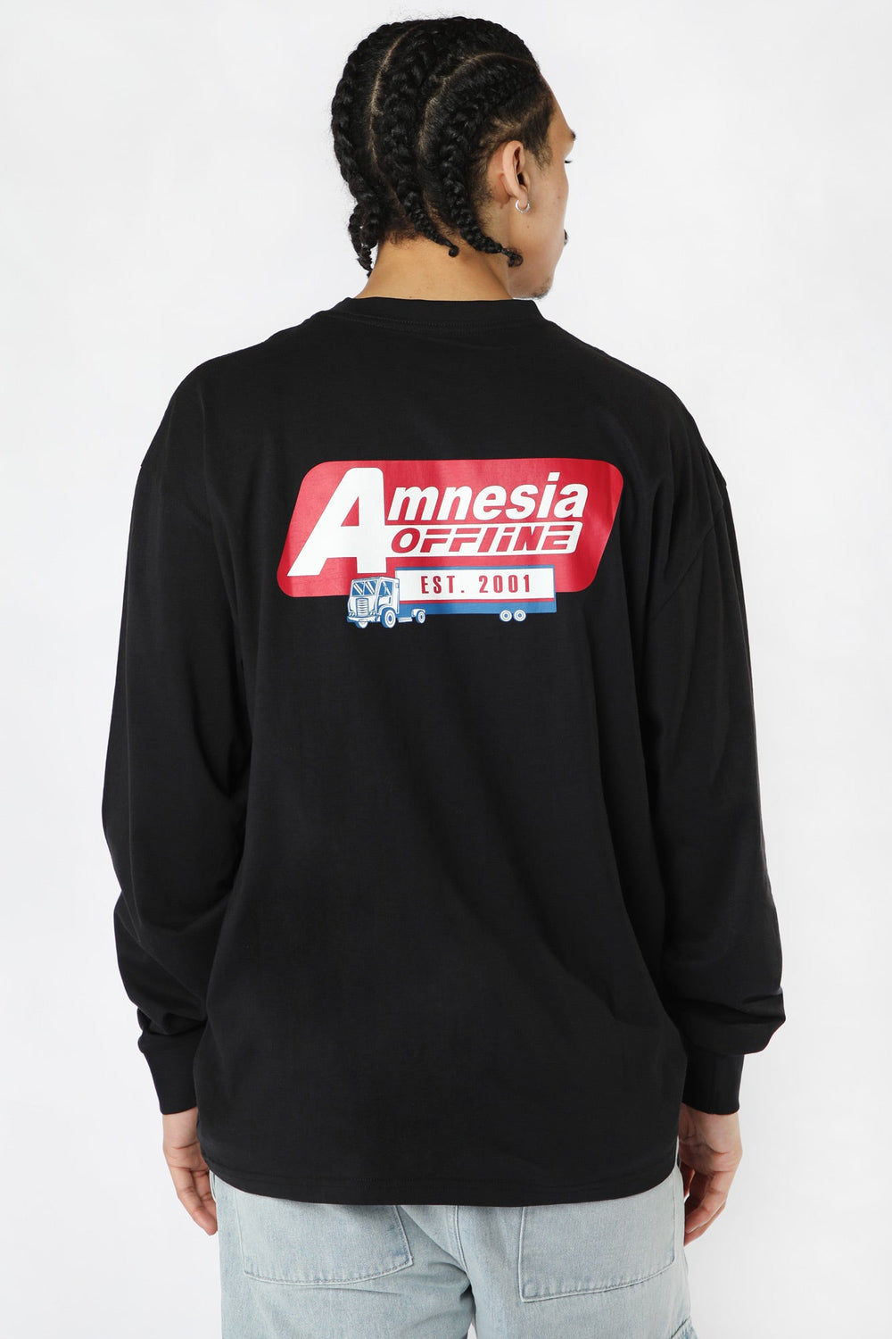 Amnesia Offline Mens Graphic Black Long Sleeve Top Amnesia Offline Mens Graphic Black Long Sleeve Top