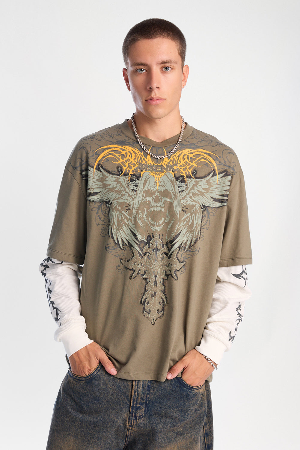 Arsenic Grim Reaper Long Sleeve 2-Fer Tee Arsenic Grim Reaper Long Sleeve 2-Fer Tee