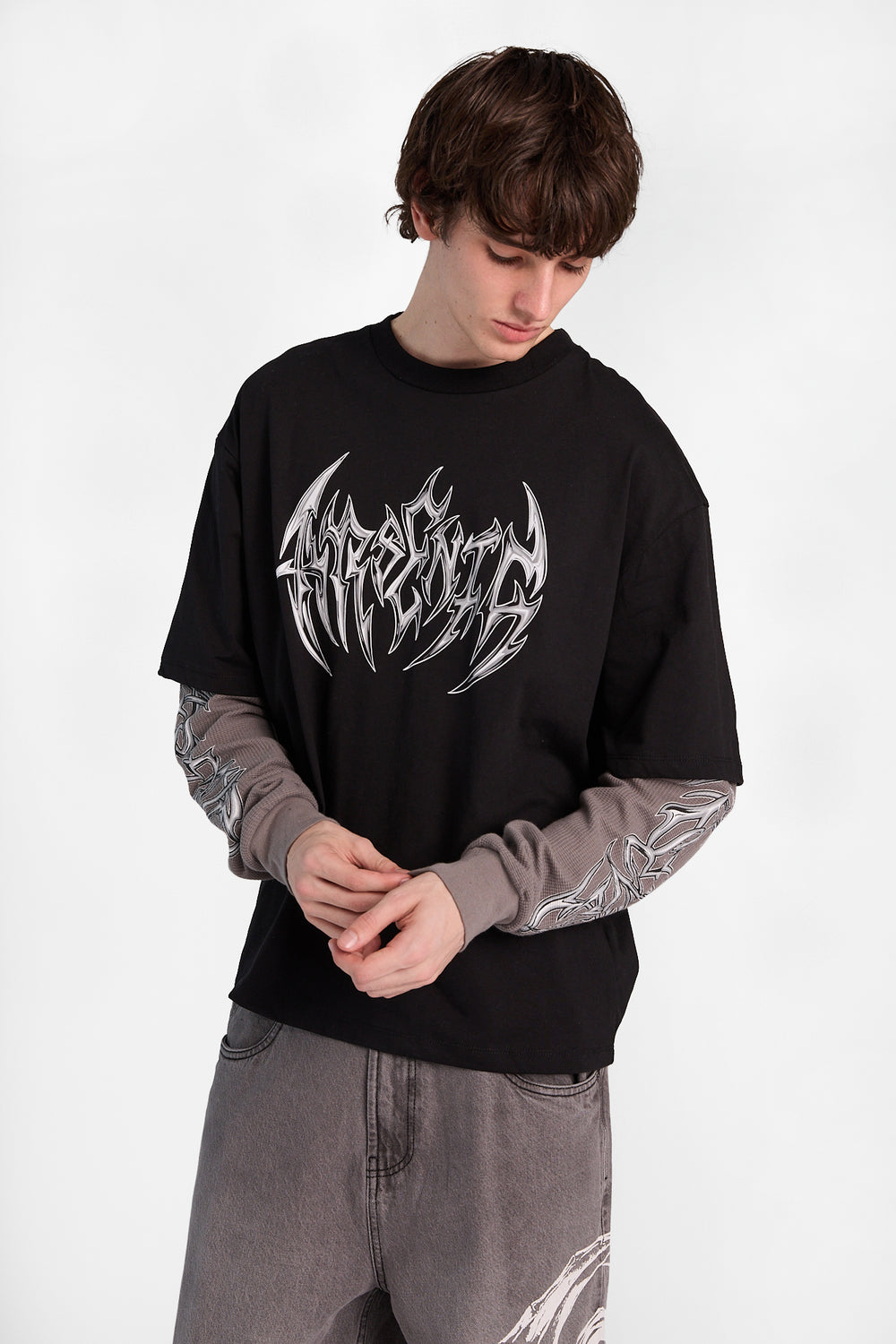 Arsenic Gothic Logo Long Sleeve 2-Fer Tee Arsenic Gothic Logo Long Sleeve 2-Fer Tee