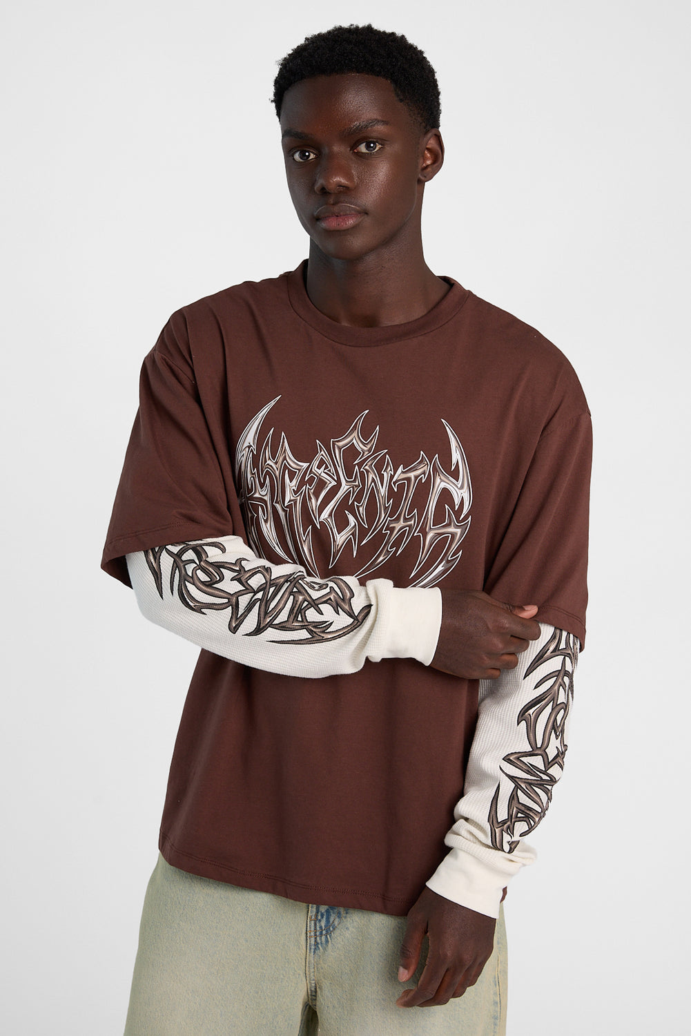 Arsenic Gothic Logo Long Sleeve 2-Fer Tee Arsenic Gothic Logo Long Sleeve 2-Fer Tee