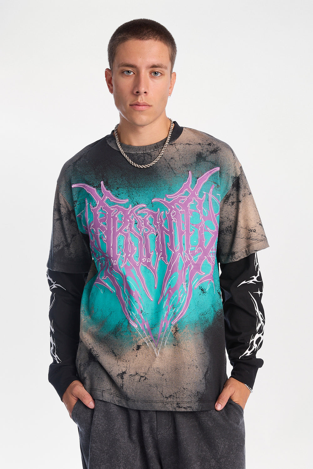 Arsenic Graphic Washed Long Sleeve 2-Fer Tee Arsenic Graphic Washed Long Sleeve 2-Fer Tee