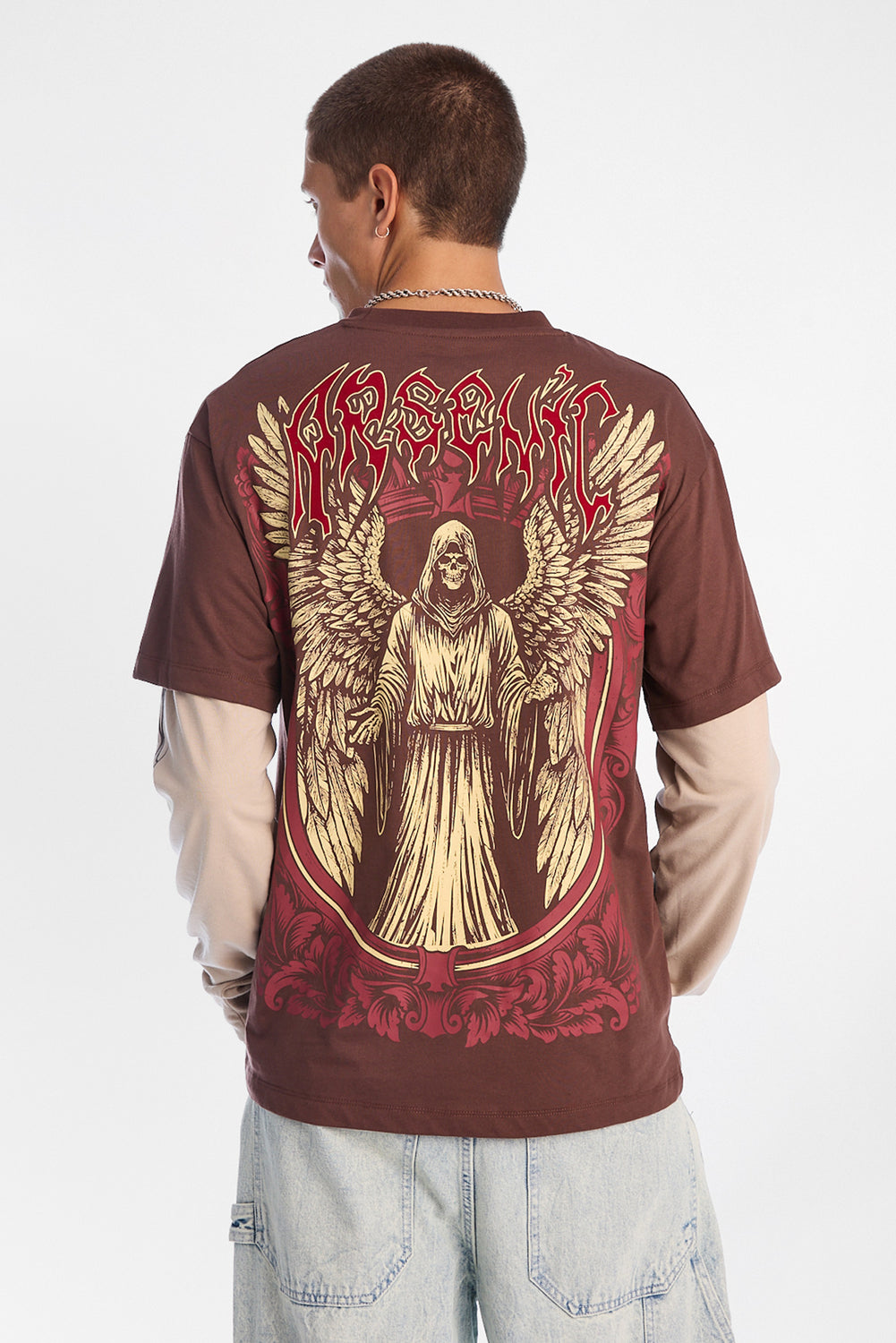 T-shirt superposé à manches longues imprimé faucheur ange Arsenic T-shirt superposé à manches longues imprimé faucheur ange Arsenic